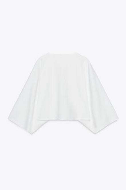 ZARA ФУТБОЛКА С АСИММЕТРИЧНЫМ НИЗОМ, БЕЛЫЙ