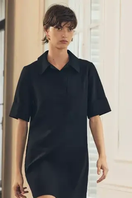ZARA ПЛАТЬЕ С ВОРОТНИКОМ ПОЛО — ZW COLLECTION, ЧЕРНЫЙ