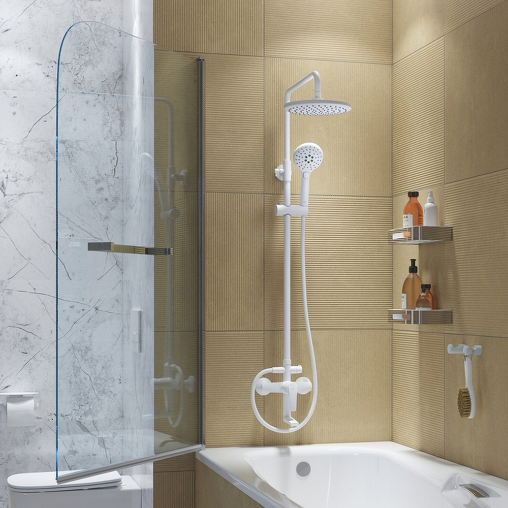 Душевая система 35к IDDIS RAYWT3Fi06 "Ray" лейка "Тропический душ", БЕЛЫЙ матовый