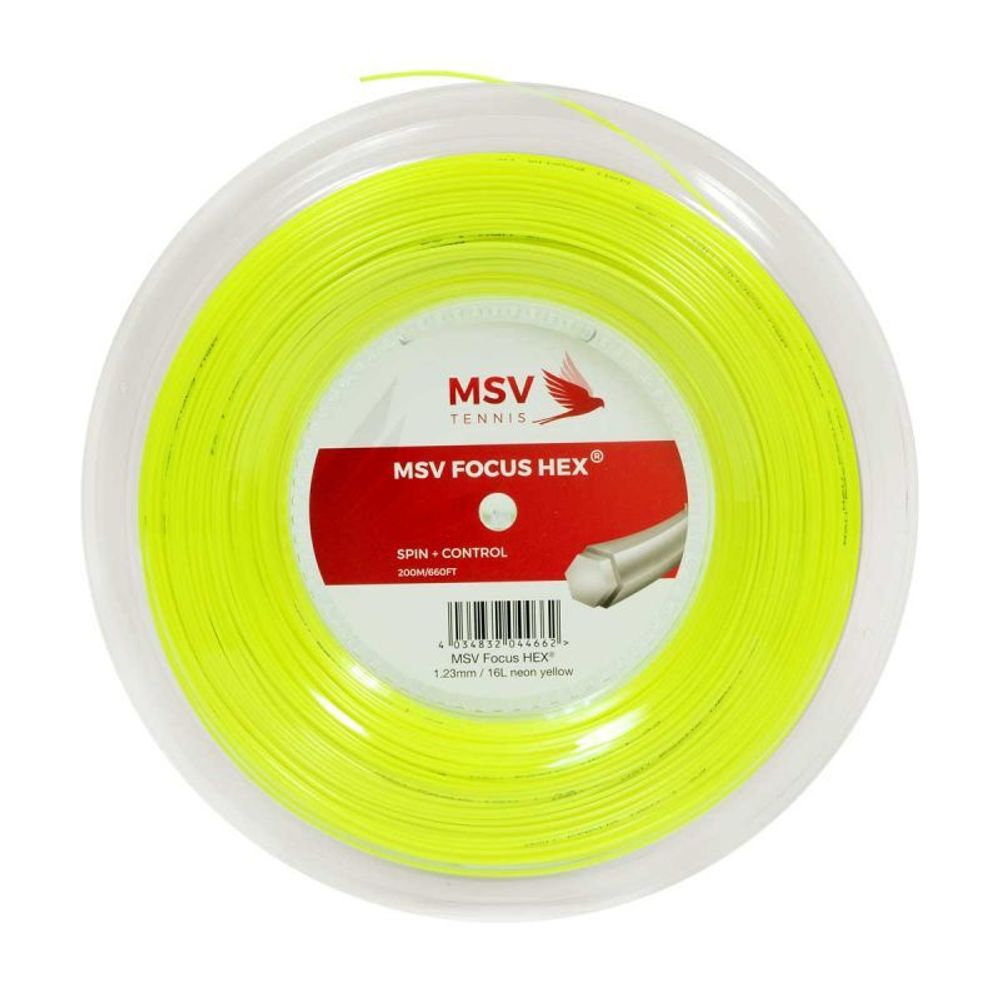 Струны для тенниса MSV FOCUS HEX NEON YELLOW Бобины 200 м