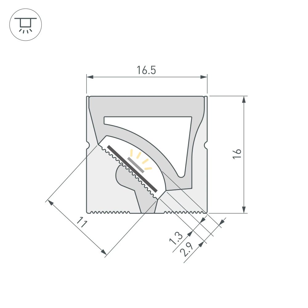 Силиконовый профиль WPH-FLEX-1616-TWIST-S11-10m WHITE (Arlight, Силикон) 059570