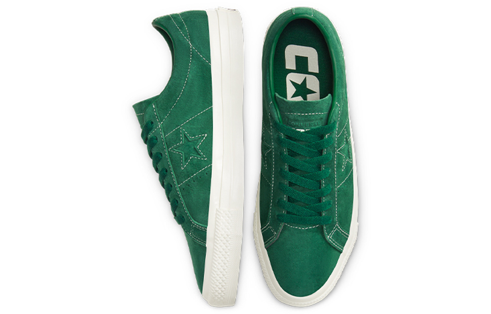 Converse One Star round head lace-up fashion casual non-slip shock-absorbing low-top sneakers for men and women the same dark green