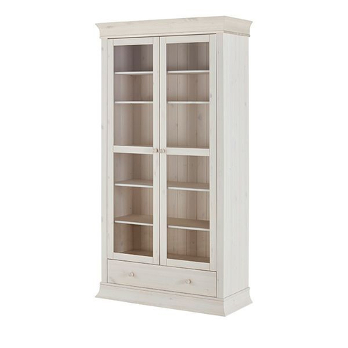 Шкаф с витриной, 110x210x45, Бостон 21G, для посуды, белый воск