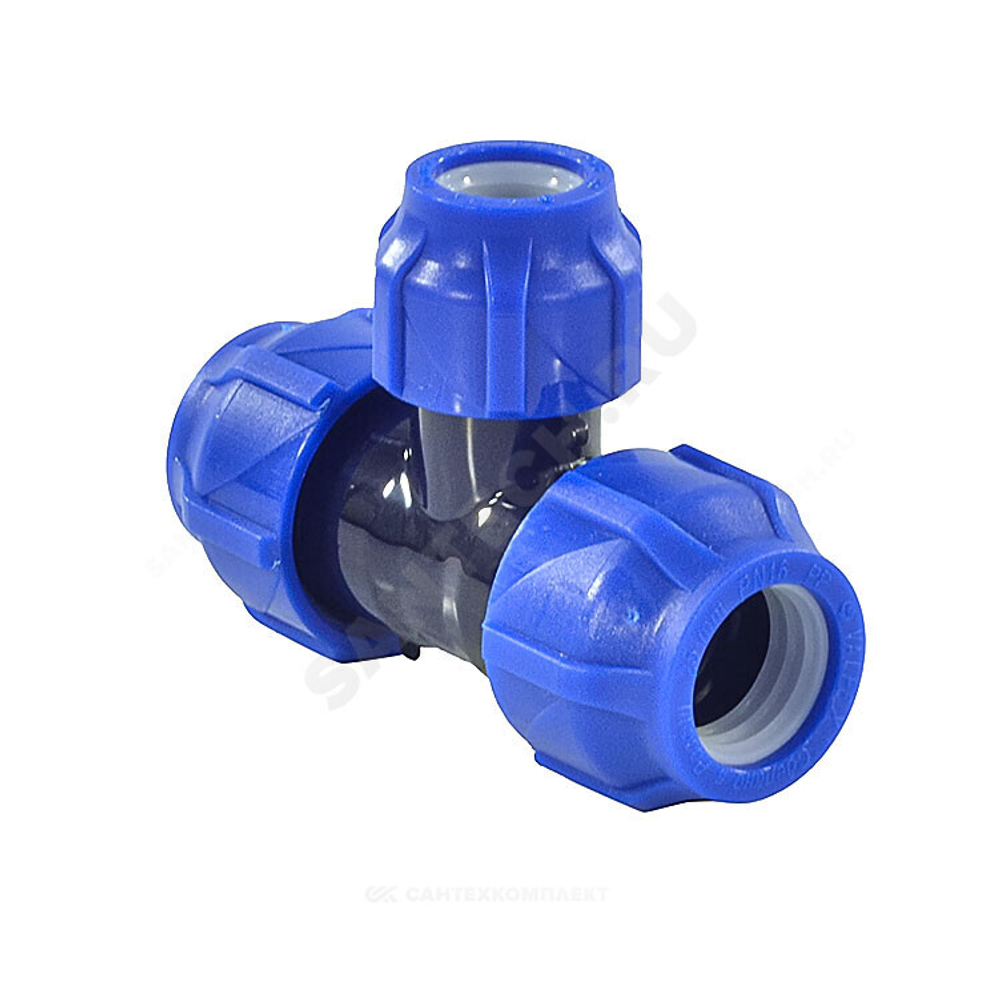 Тройник компрессионная ПЭ переходной Дн 50х25 Ру16 VALFEX 1210012502550