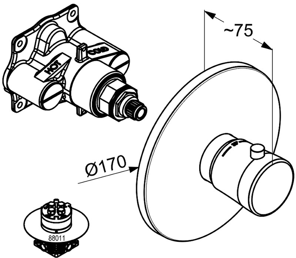 Смеситель для ванны и душа Kludi Balance с термостатом, встраиваемый, хром (527290575)