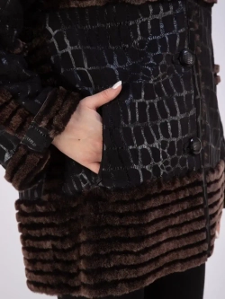 Дубленка женская натуральная с капюшоном оверсайз Турция