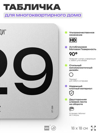 Табличка с номером этажа 29, для многоквартирного жилого дома, серия СОСЕДИ, 18х18 см, пластиковая, Айдентика Технолоджи