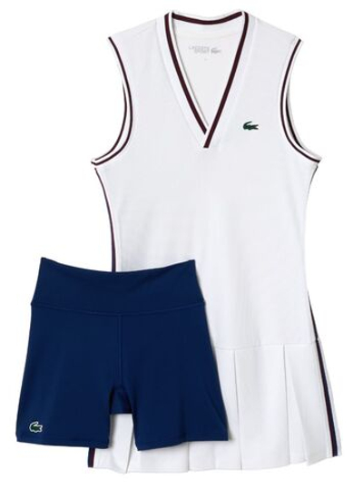 Теннисное платье Lacoste Sport Dress with Removable Piqué Shorts - white/navy blue