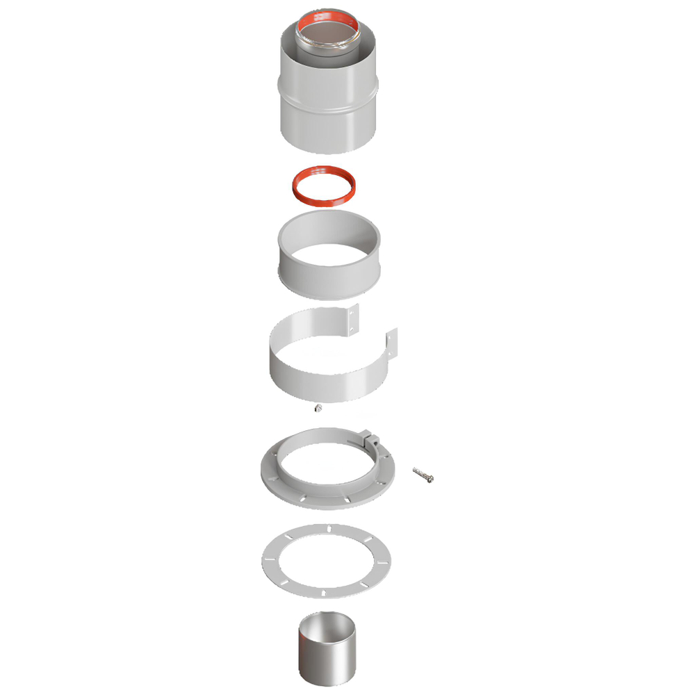 ROMMER Начальный участок вертикальный коаксиальный 60/100 (Bosch, Buderus, Navien S/C/E, Baxi ECO Nova/Classic, Baltur, Лемакс, Fondital) в комплекте фланец