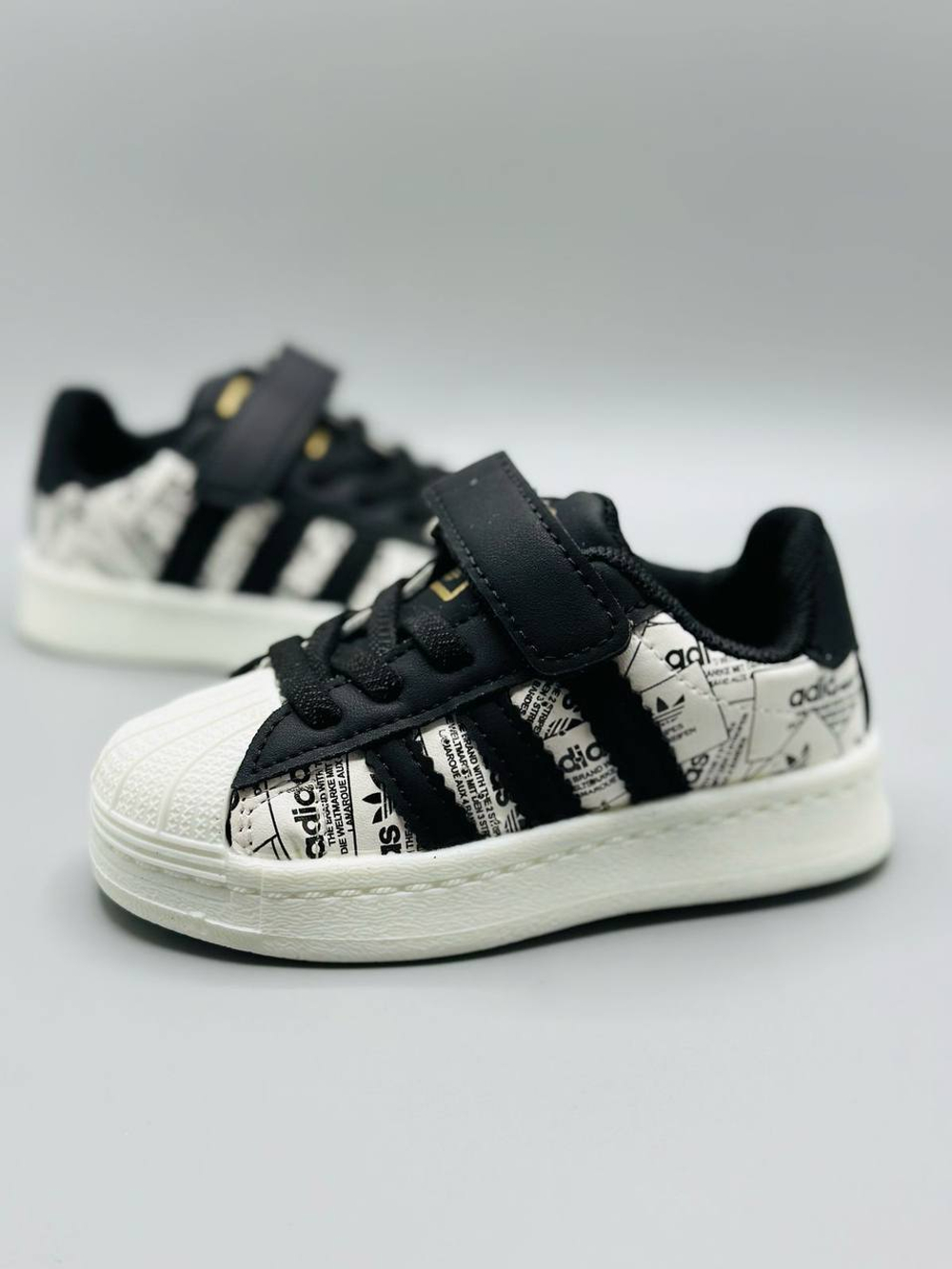 Детские кожаные кроссовки на липучке Adidas Super Star