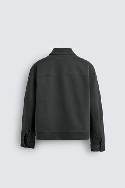 ZARA КУРТКА-РУБАШКА REGULAR FIT, ТЕМНЫЙ ХАКИ