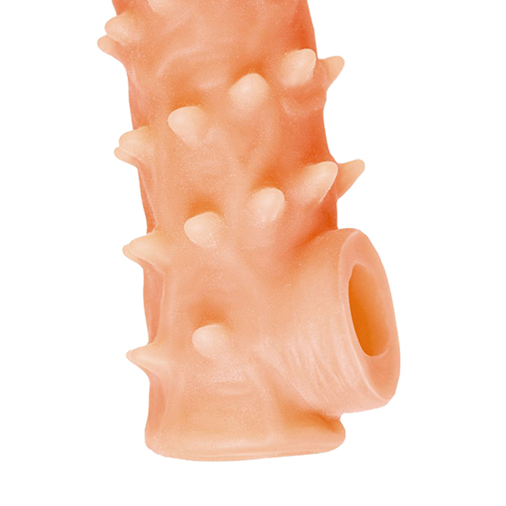 Телесная закрытая насадка 13,8см с пупырышками Kokos Cock Sleeve 005 Size S