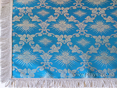 Пелена голубая с серебром из шелка