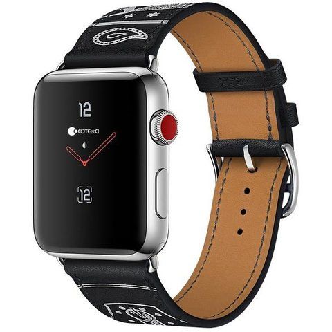 Ремешок кожаный COTEetCI W13 Fashion LEATHER (WH5219-BK-42) для Apple Watch 44мм/ 42мм Черно-белый