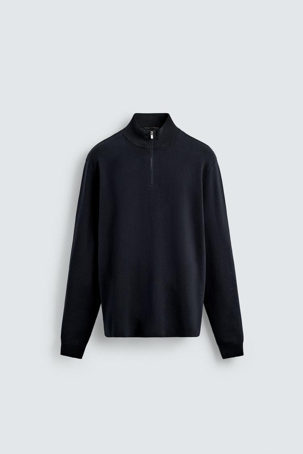 ZARA ДЖЕМПЕР ЖЕМЧУЖНОЙ ВЯЗКИ С МОЛНИЕЙ, МОРСКОЙ СИНИЙ