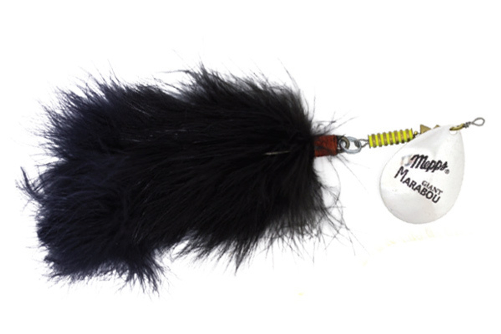 Блесна вращающаяся Mepps GIANT MARABOU Silver/Black (блистер)