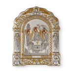 Св. Троица, икона арочная с рамкой, белое дерево 167х228