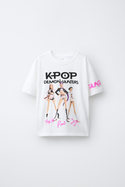 ZARA ФУТБОЛКА С ПРИНТОМ KPOP DEMON HUNTERS™ NETFLIX ©, БЕЛЫЙ