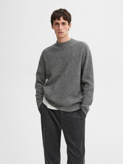 Massimo Dutti СВИТЕР ИЗ СМЕСОВОЙ ШЕРСТИ В РУБЧИК, СЕРЫЙ