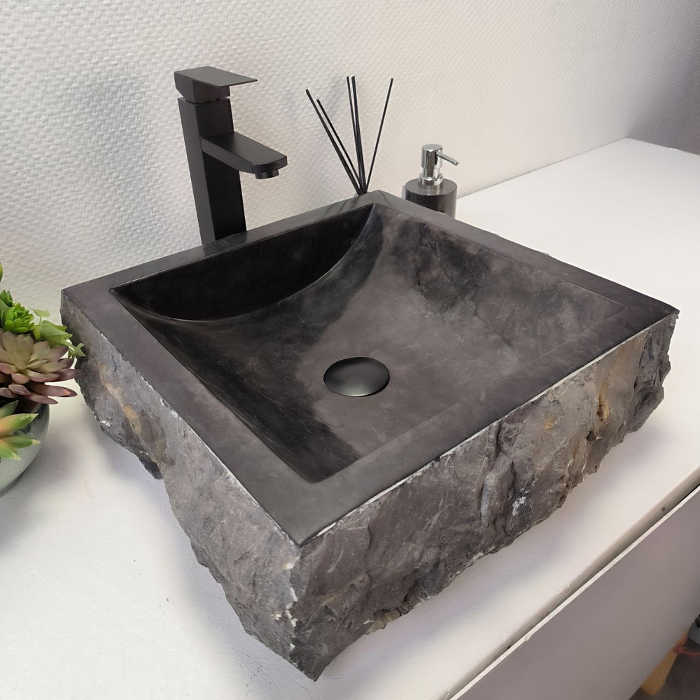 Раковина из мрамора Square Erozy Black  SM-63011 44*44*13 26