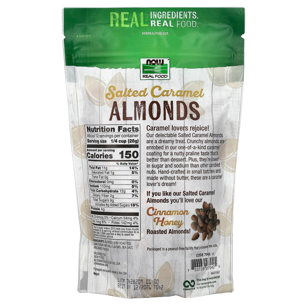 NOW Foods, Миндаль, соленая карамель, 340 г (12 унций)