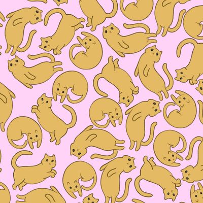 Котики на светло-розовом фоне