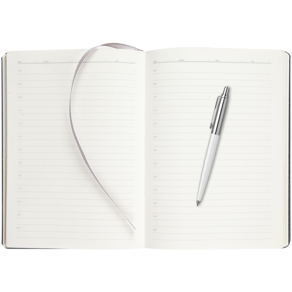 Подарочный набор: Шариковая ручка Parker Jotter K60, цвет: White и Ежедневник  недатированный, серый