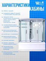 Душевая кабина WeltWasser без силикона (170х85) прозрачное стекло, поддон высокий, радио, bluetooth