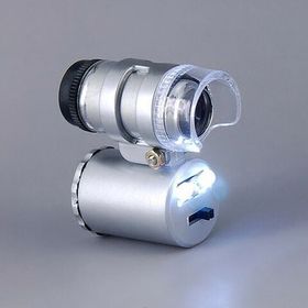 Мини-микроскоп с LED подсветкой, кожаный чехол