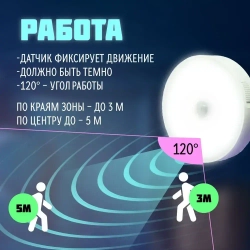 Светильник настенный с датчиком движения беспроводной светодиодный аккумуляторный 3 шт