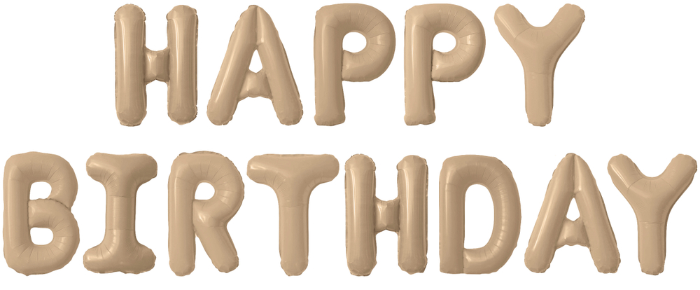 Набор шаров-букв (16''/41 см) Мини-Надпись "Happy Birthday", Белый песок