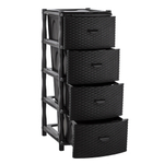 Комод "Элластик" 4 ящика с фасадом Люкс (плетенка), цвет шоколадный, ножки на колесиках