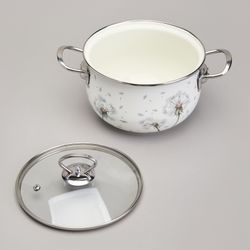 КАСТРЮЛЯ AGNESS ЭМАЛИРОВАННАЯ СО СТЕКЛЯННОЙ КРЫШКОЙ СЕРИЯ "DANDELION", 2,8 Л ДИА. 20СМ