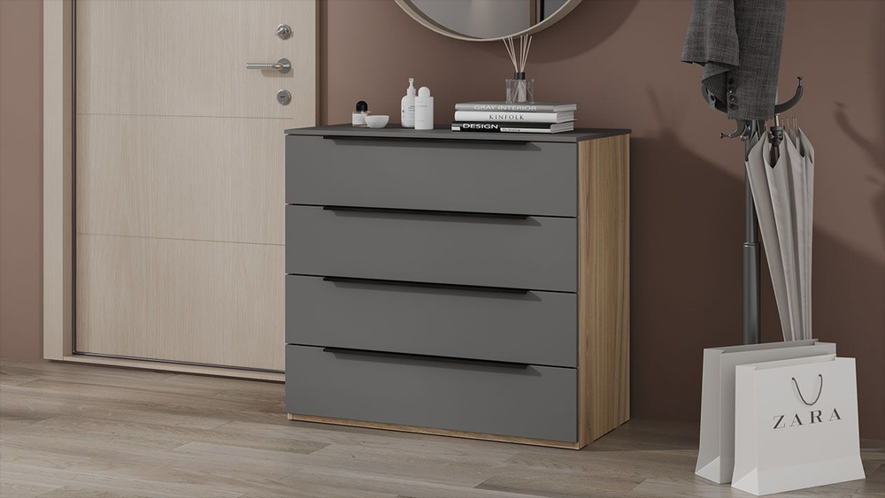 Комод для одежды с ящиками Белый Жемчуг/Белый софт 4 ящика 90х45х84 см