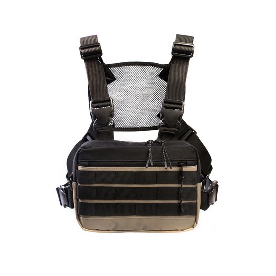 Сумка ТАЙНА нагрудная таслан бежевая/черная