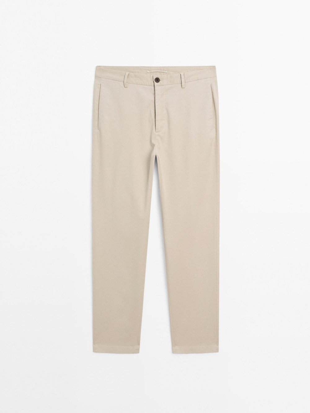 Massimo Dutti Облегающие текстурированные брюки, бежевый