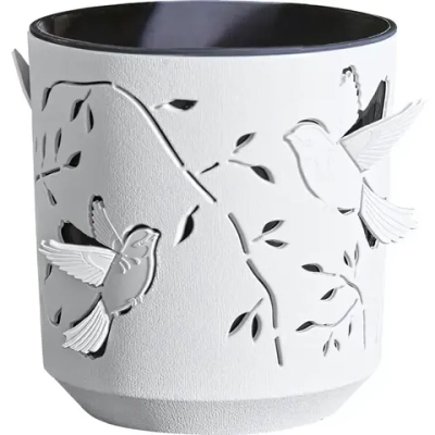 Кашпо для цветов пластиковое 1,25л d-13см «Колибри» Белый/Антрацит