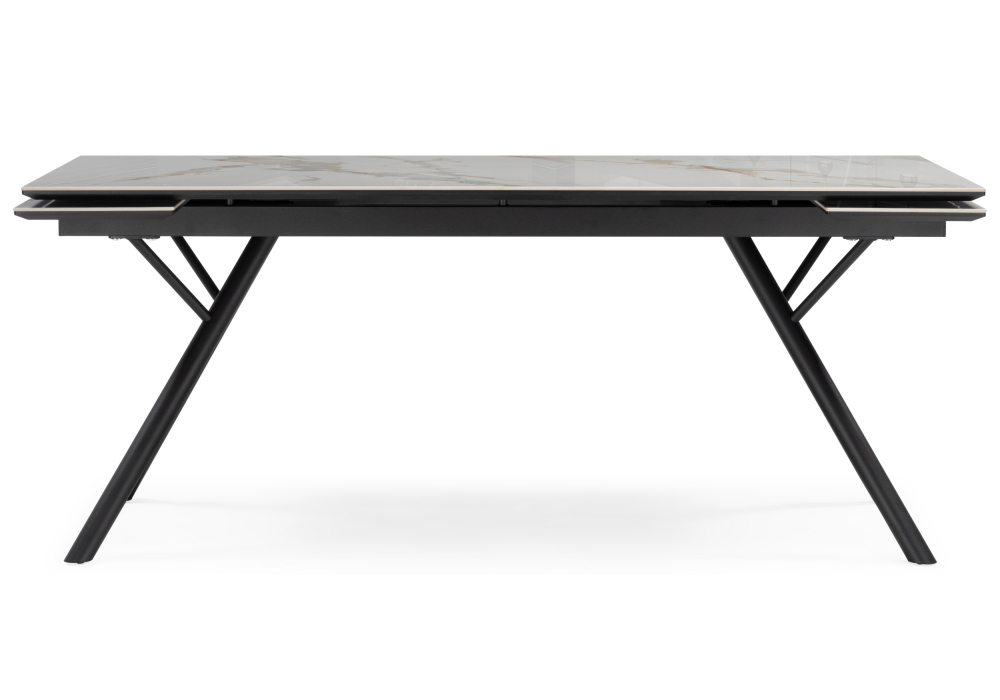 Керамический стол Woodville Ворен 180(240)x90 calacatta gold, черный, ножки черные
