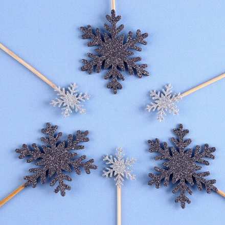 Шпажки топперы снежинки 2 размера (набор 6 шт) 9732258