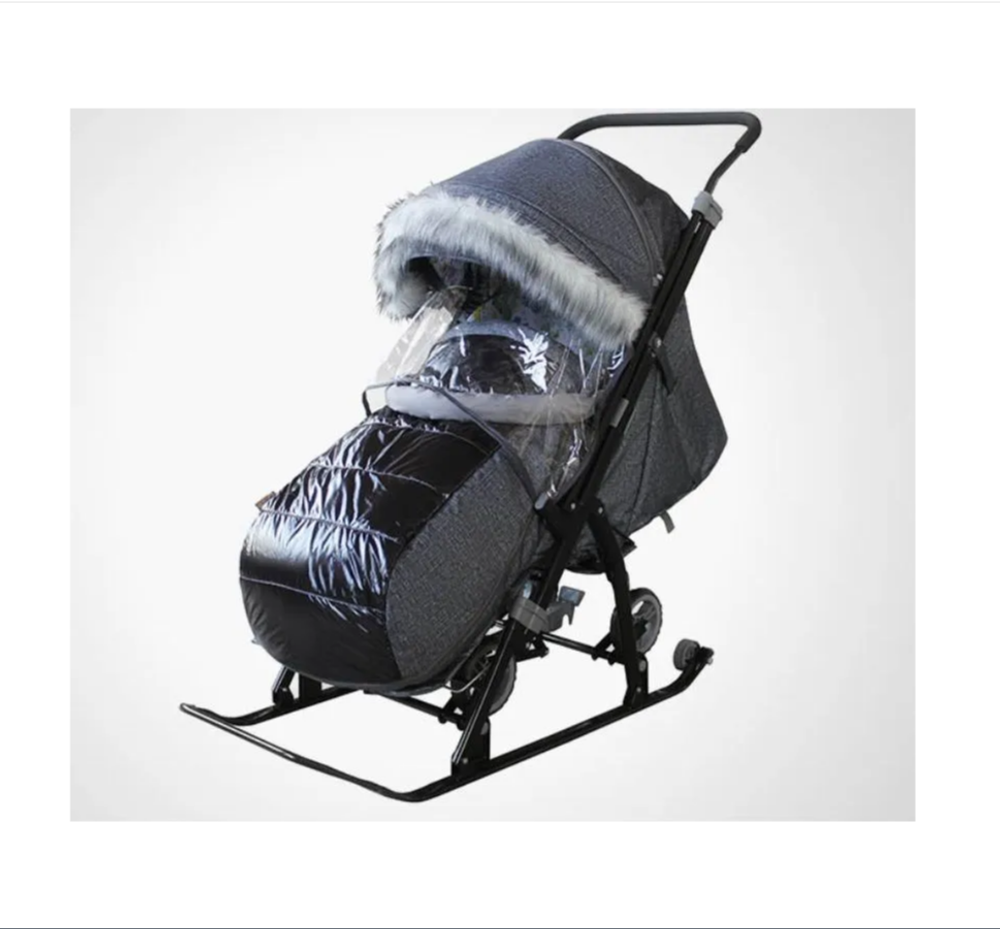 Санки-коляска GALAXY NOVA Лен  крупный черный