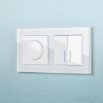 Выключатель двухклавишный проходной с подсветкой (белый) W1122101