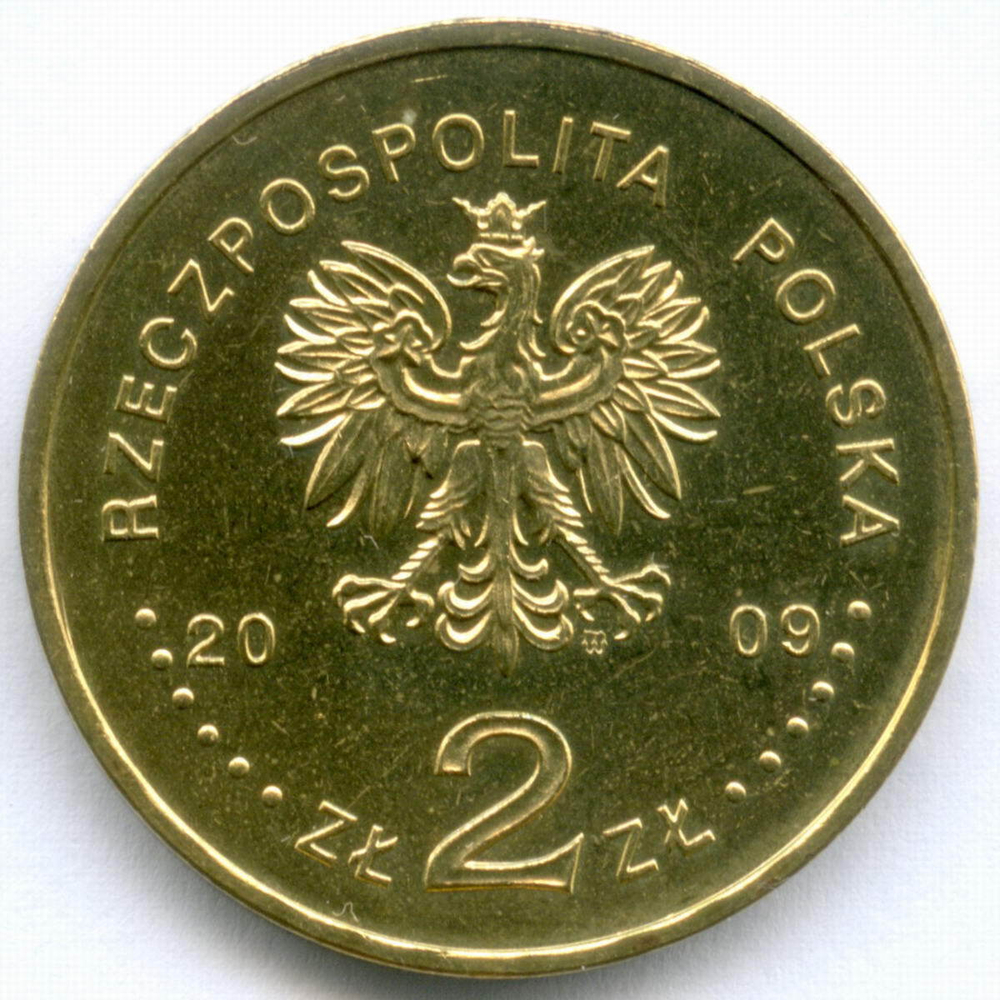 2 злотых 2009 год. Польша. 65 лет ликвидации Лодзинского гетто. Латунь AUNC