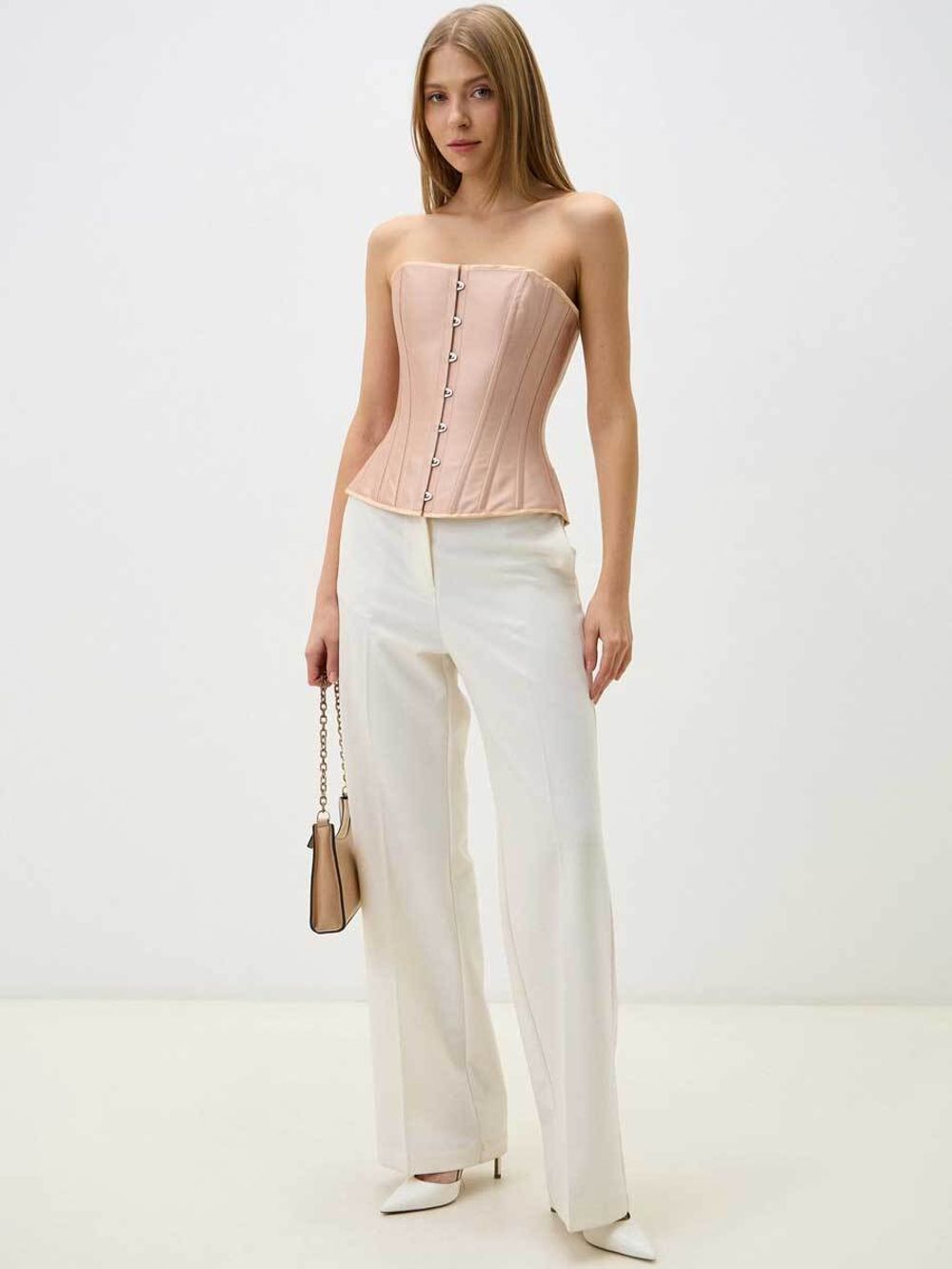 Жемчужно-розовый утягивающий корсет на выход