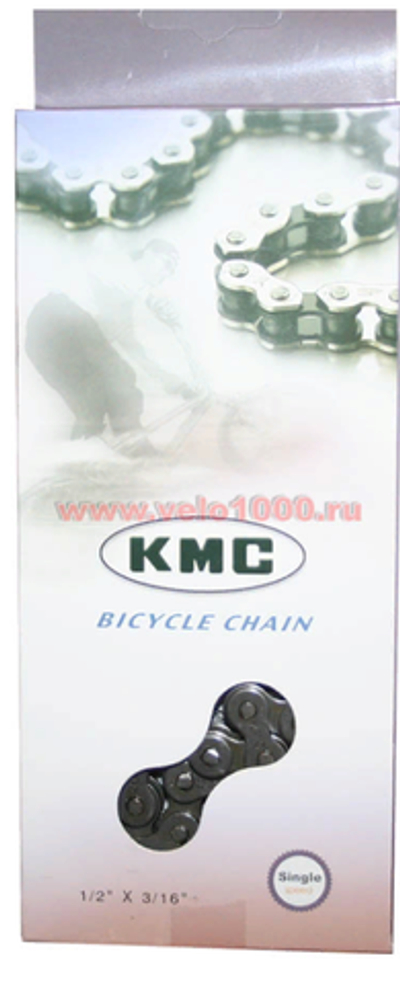 Цепь BMX, мото 1/2x3/16", 100зв, серая, инд уп.