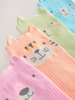 Носки хлопковые для девочки Next AT4-457, 4 шт., Розовый, Голубой, Салатовый