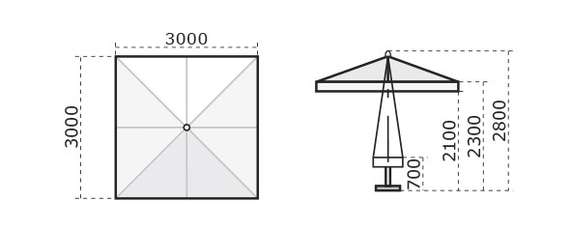 Зонт для кафе профессиональный Palladio Standard, 300х300 см