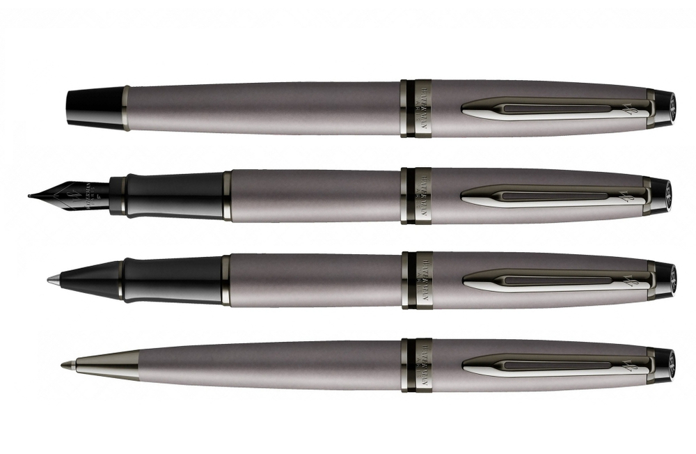 Перьевая ручка WatermanExpert Silver F BLK в подарочной упаковке