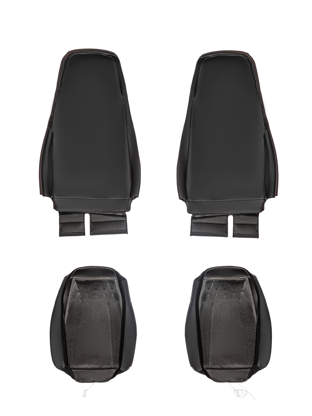 Чехлы Люкс Scania 5 серия 2 высоких сиденья (экокожа, черный, серая вставка)