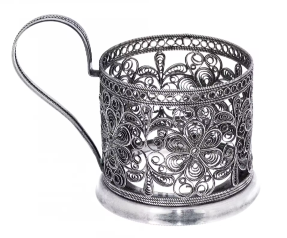 Подстаканник в технике "скань", металл, СССР, 1970-1990 гг.
