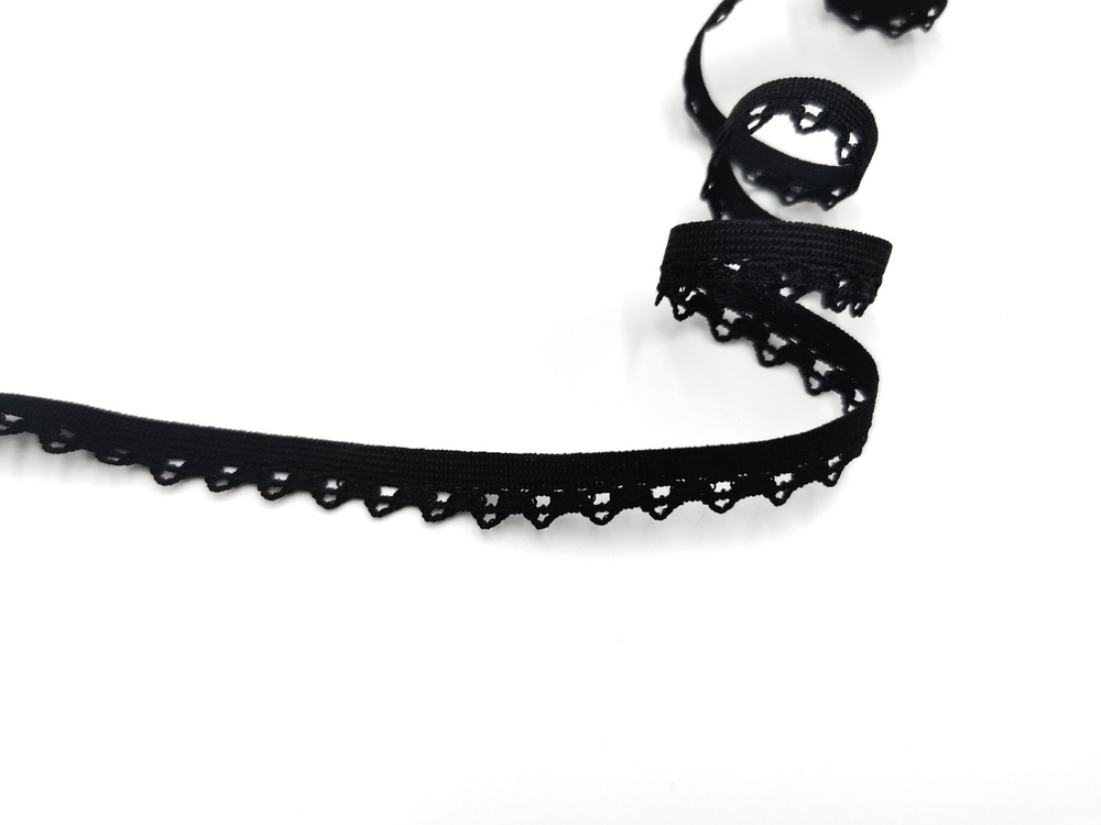 Ажурная резинка, 9мм, черная, Lauma Fabrics, (AZH/9-170), м